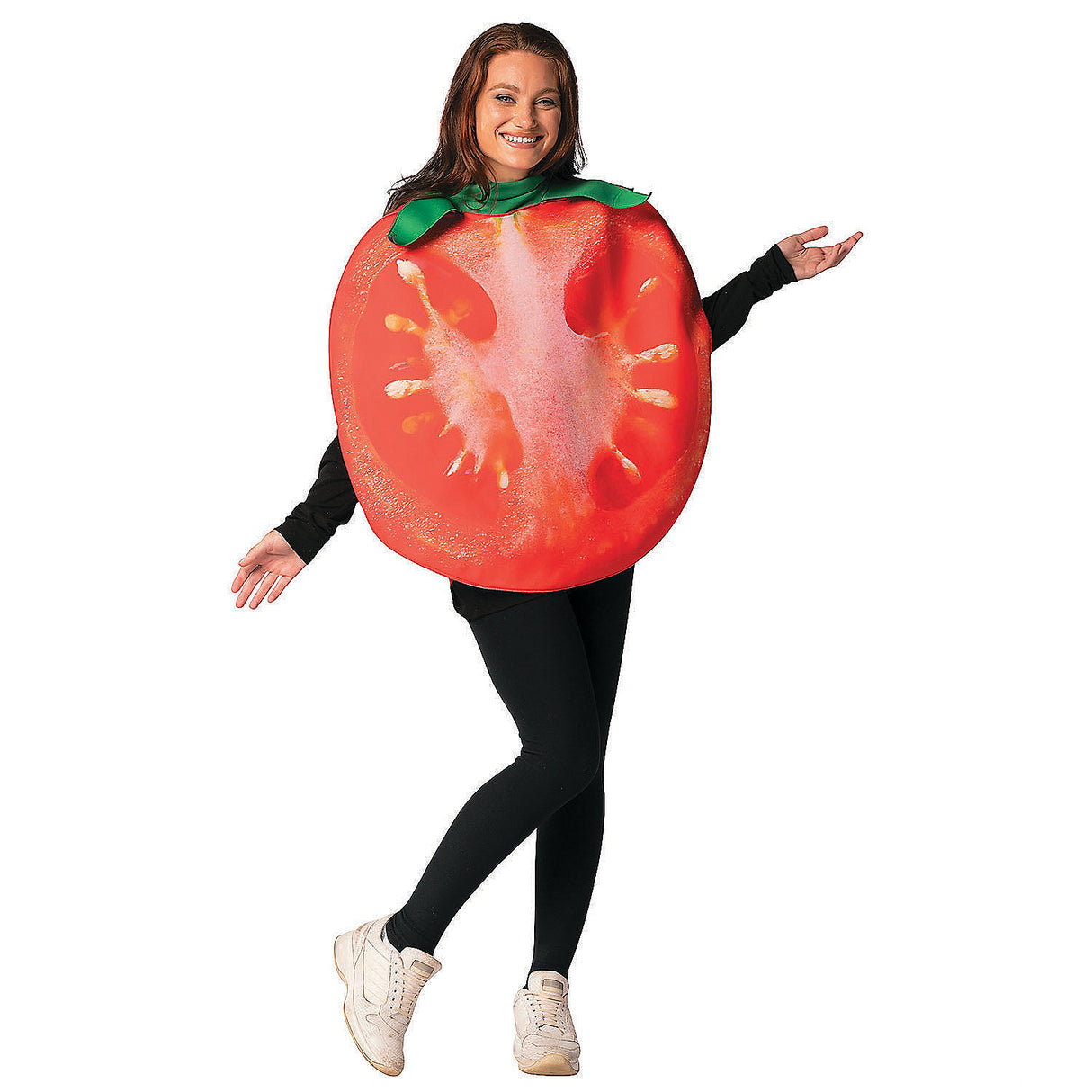 Humorous Adult Tomato Slice Costume for Halloween Parties and Fun Costume Events