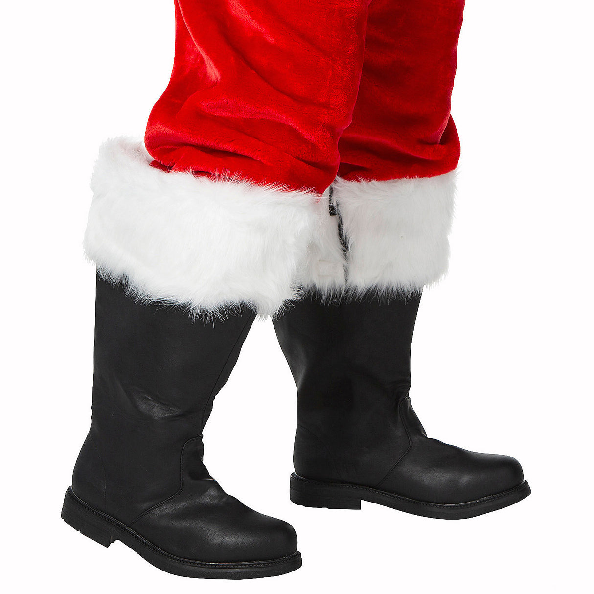 Classic Men's Black Santa Boot with White Fur Cuff for Holiday Celebrations and Festive Events