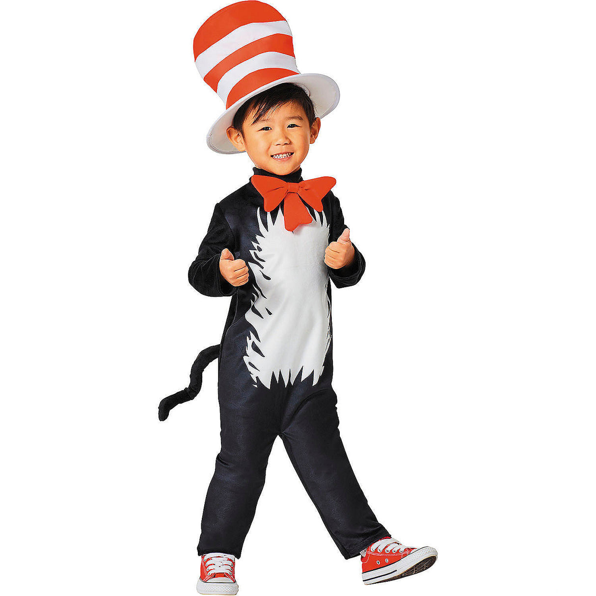 Toddler Cat in the Hat Jumpsuit Costume for Halloween Parties and Trick-or-Treating Adventures