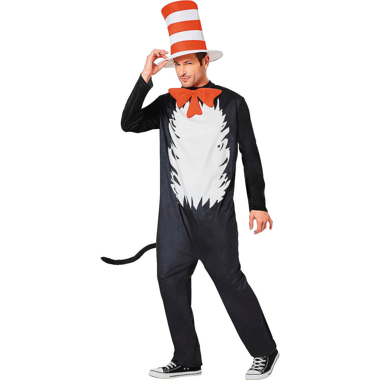 Adults Cat in the Hat Jumpsuit Costume for Halloween Parties and Themed Events