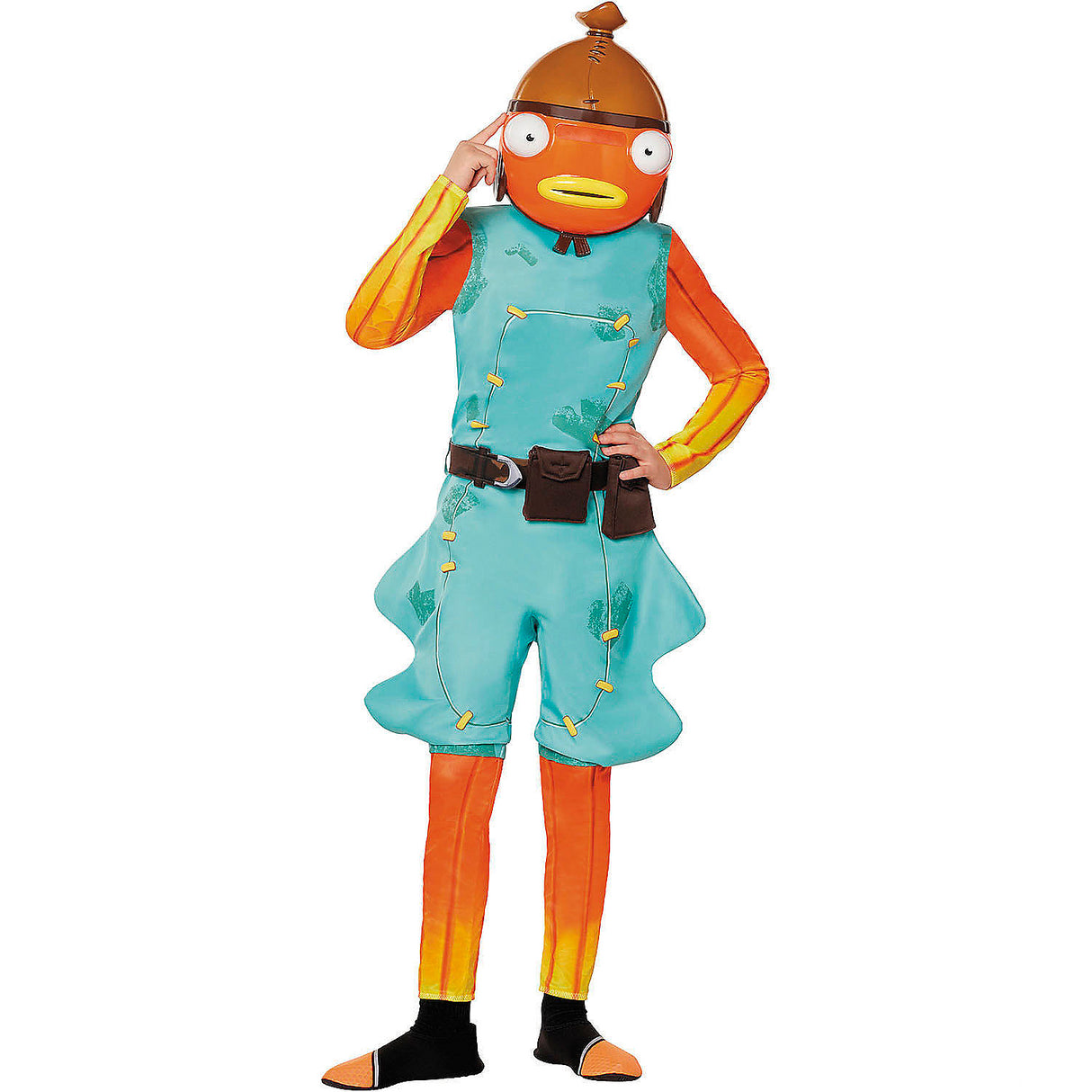 Kids Fortnite Fishstick Jumpsuit Costume for Trick or Treating Birthday Parties and Fun Costume Events