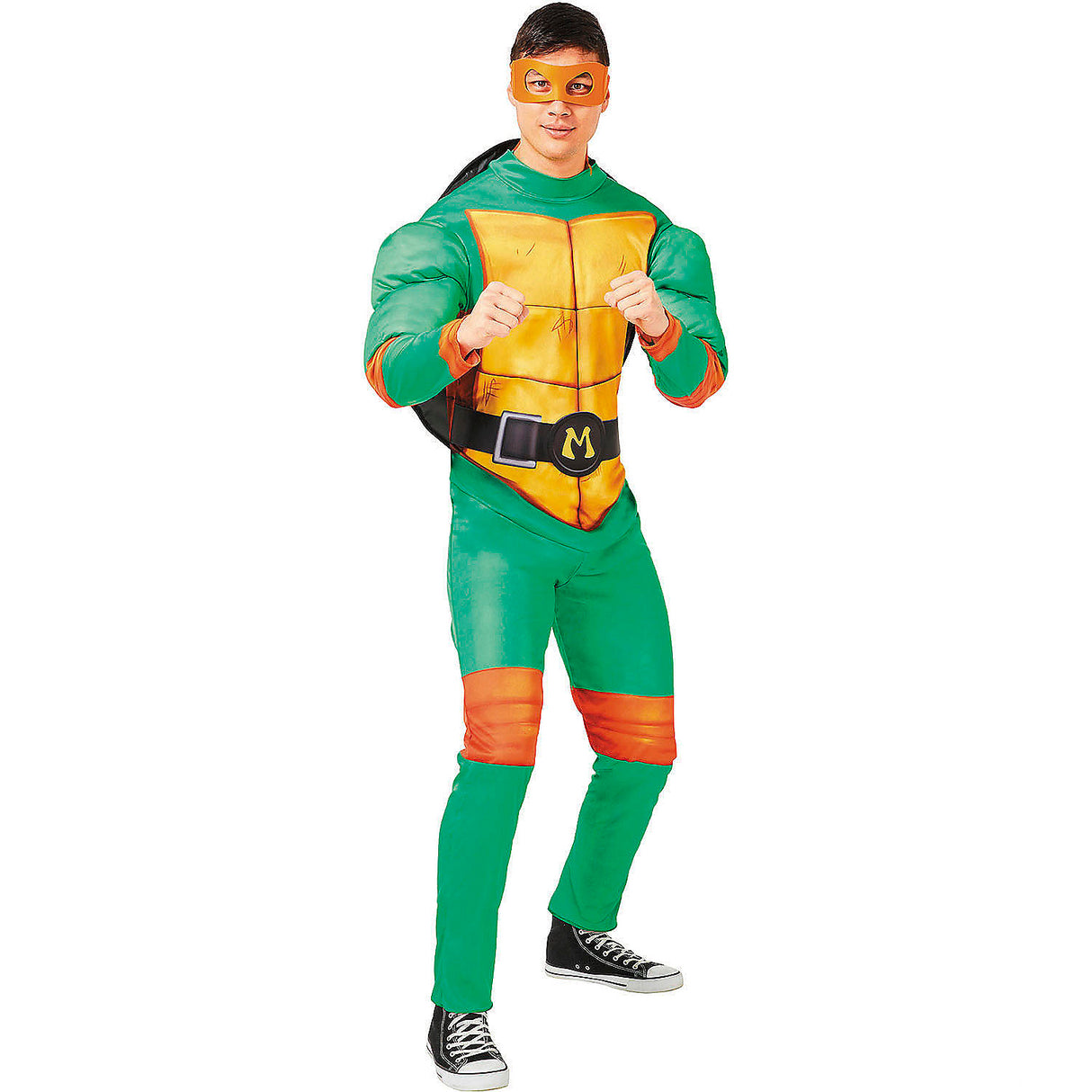 Adults Teenage Mutant Ninja Turtles Michelangelo Jumpsuit Costume for Halloween Parties and Superhero Themed Events