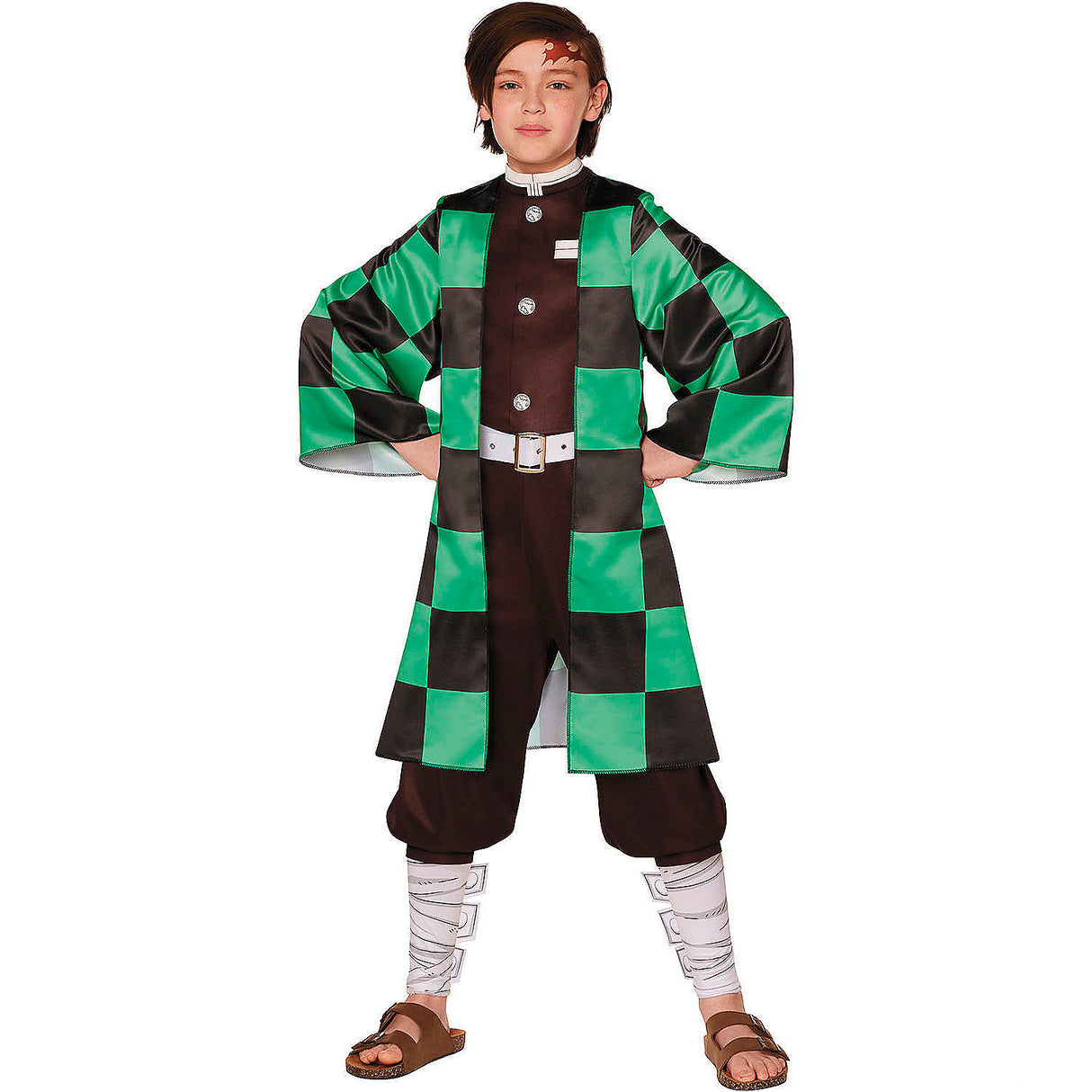 Kids Demon Slayer Tanjiro Kamado Jumpsuit Costume for Halloween School Events and Superhero Play