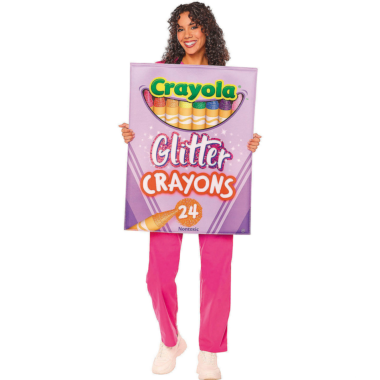 Fun Adults Quik Change Crayola Glitter Crayon Box Costume for Halloween Parties and Creative Dress Up Events