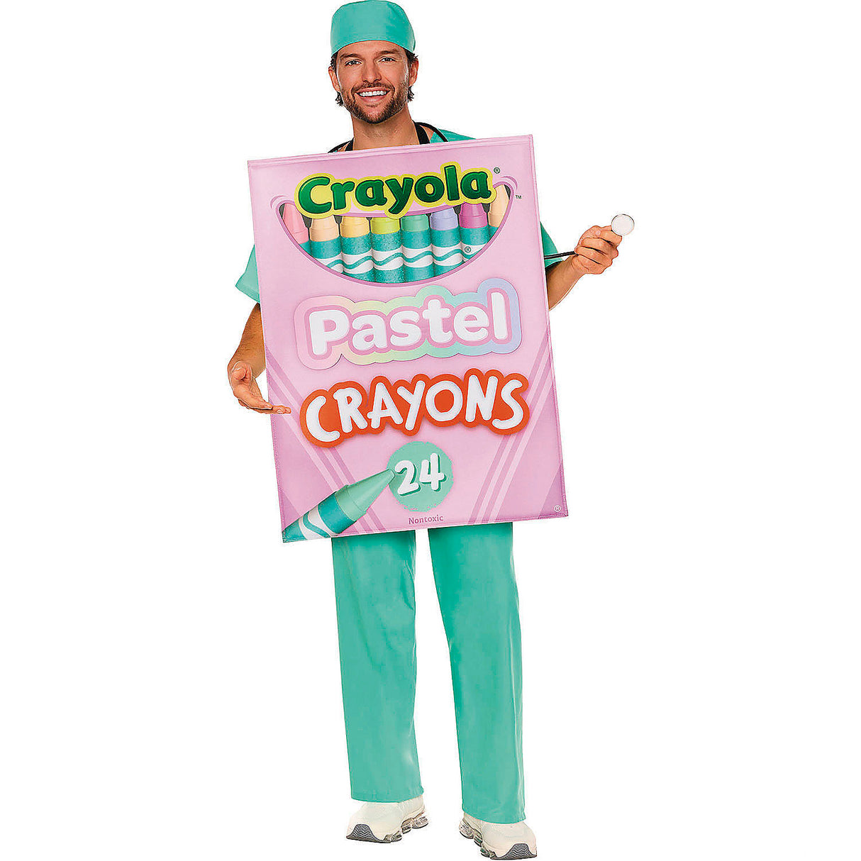 Adults Crayola Pastel Crayon Box Costume for Halloween Events and Creative Parties