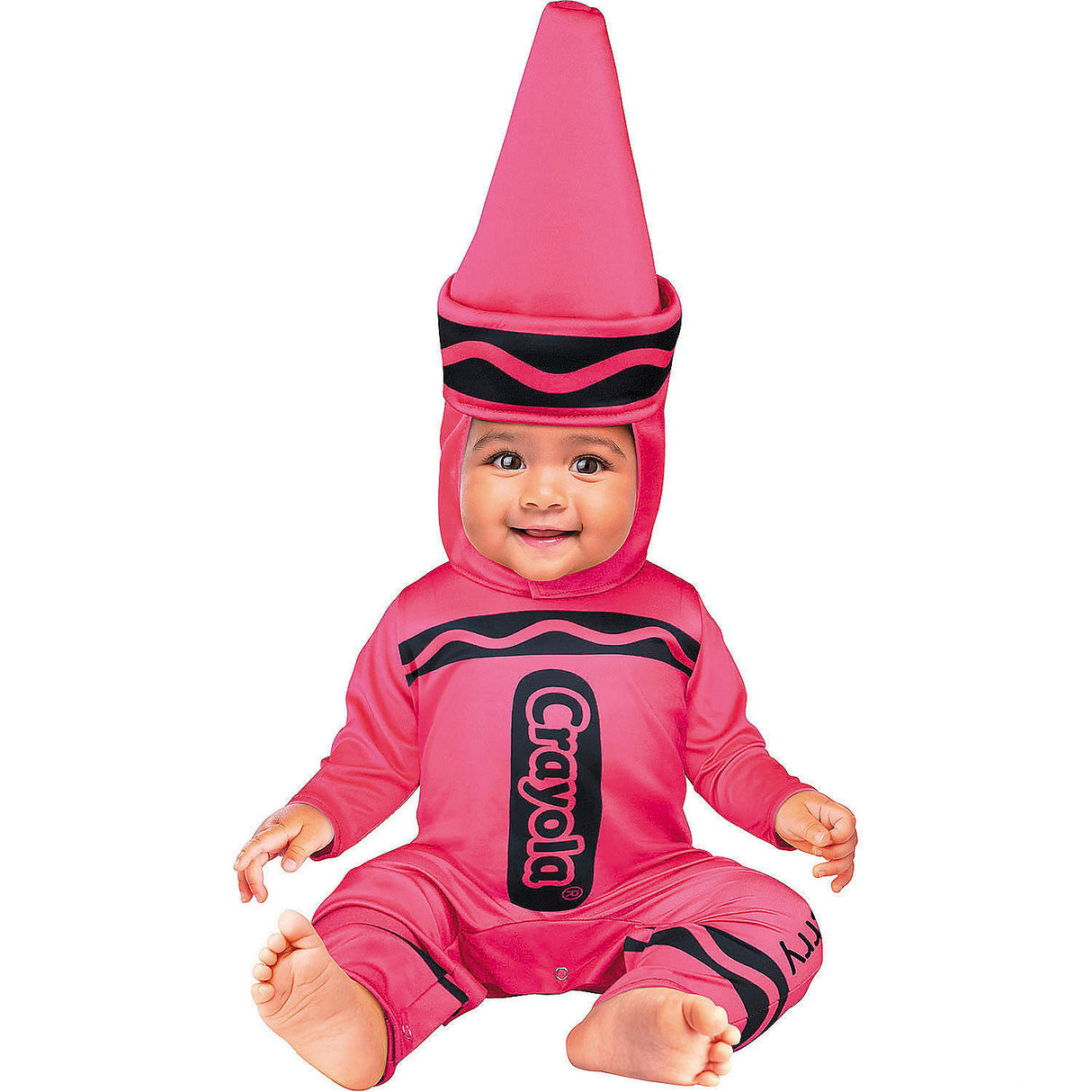 Adorable Baby Crayola Pink Crayon Jumpsuit Costume for Halloween Trick or Treating Events and Costumed Celebrations