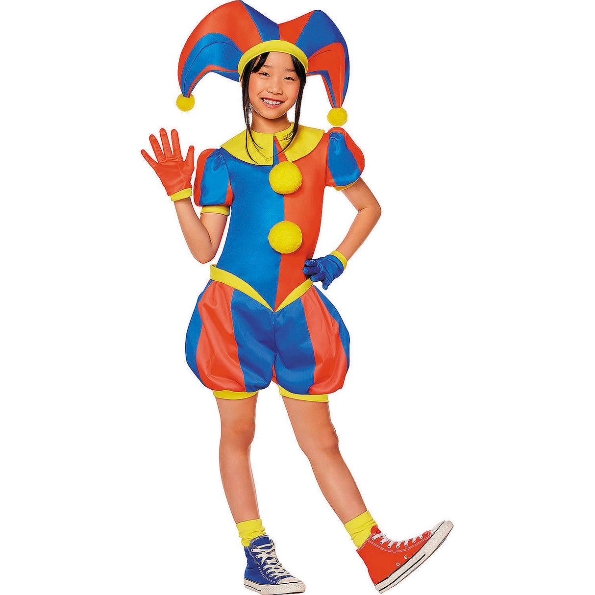 Kids Pomni Costume from The Amazing Digital Circus for Halloween Parties and Trick-or-Treating Adventures