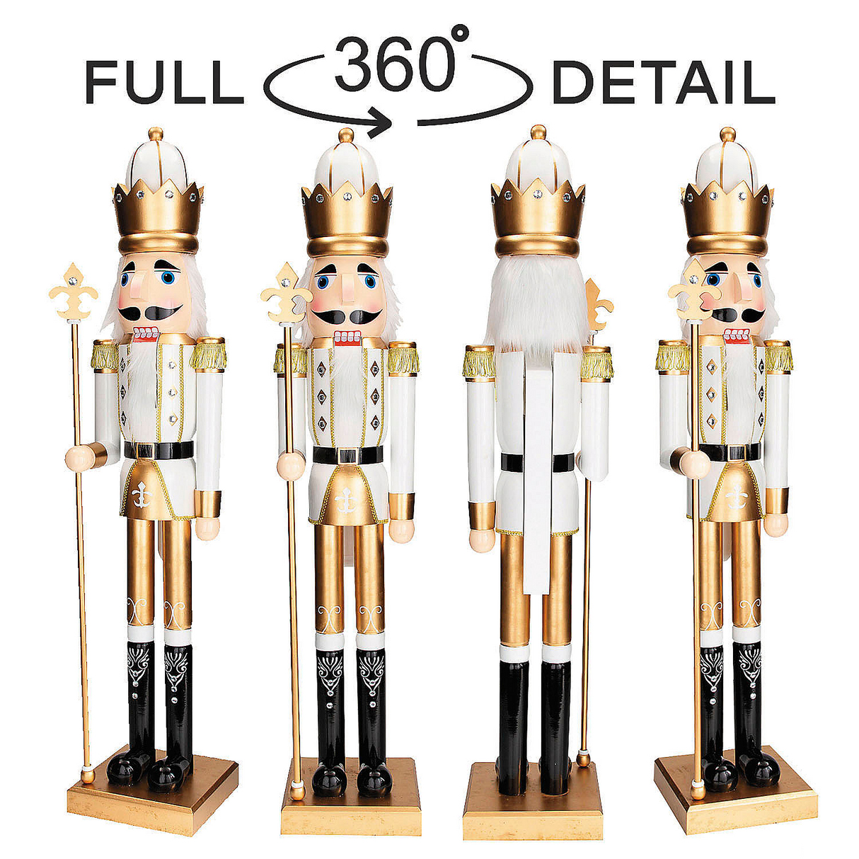 3 Ft. Large Classic Gold Wood Holiday Nutcracker with Scepter