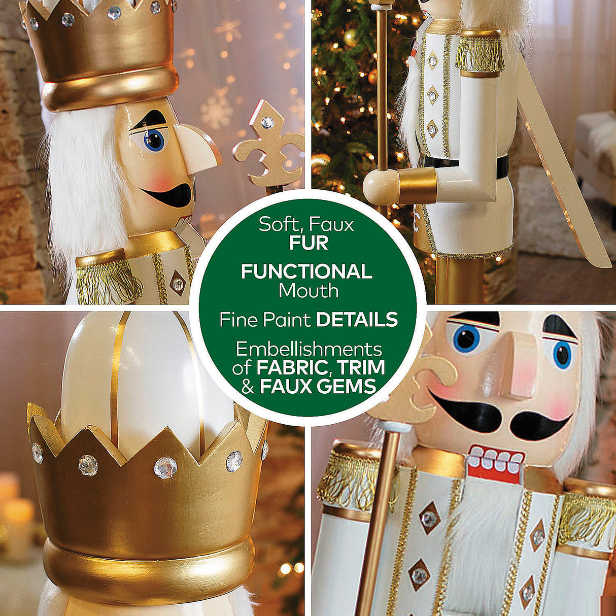Classic Gold Wood Holiday Nutcracker for Christmas Decor and Festive Celebrations