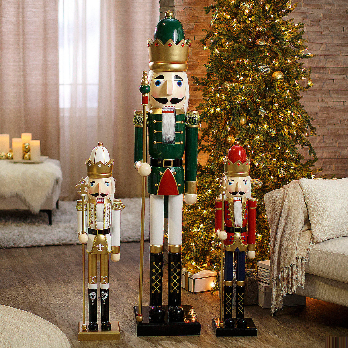 3 Ft. Large Classic Red Wood Holiday Nutcracker with Scepter