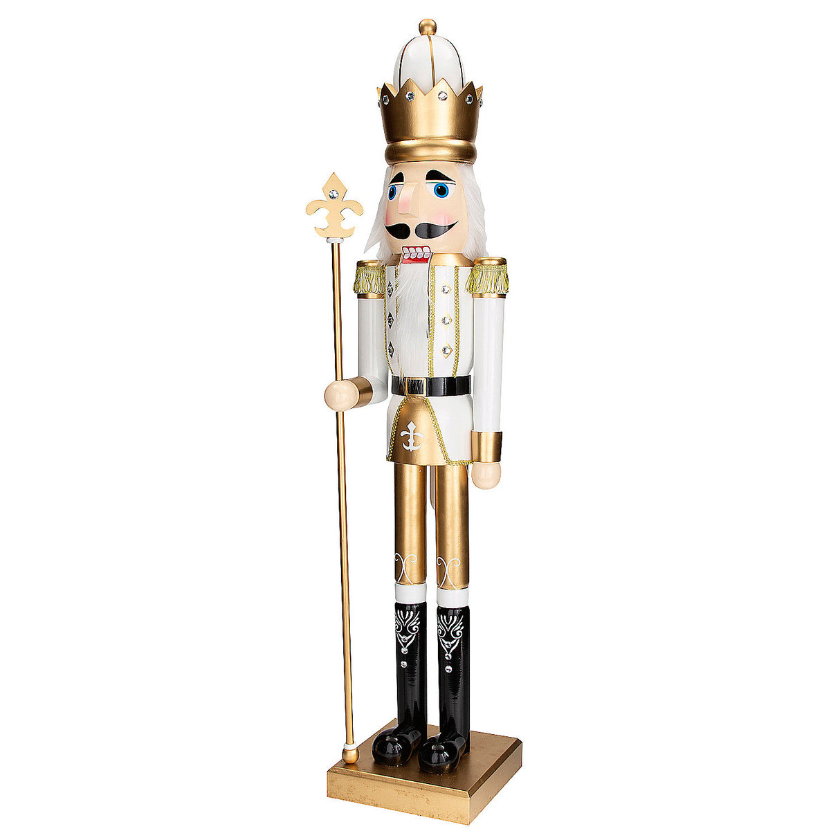 Giant Classic Gold Wood Holiday Nutcracker with Scepter for Festive Home Decor and Christmas Celebrations