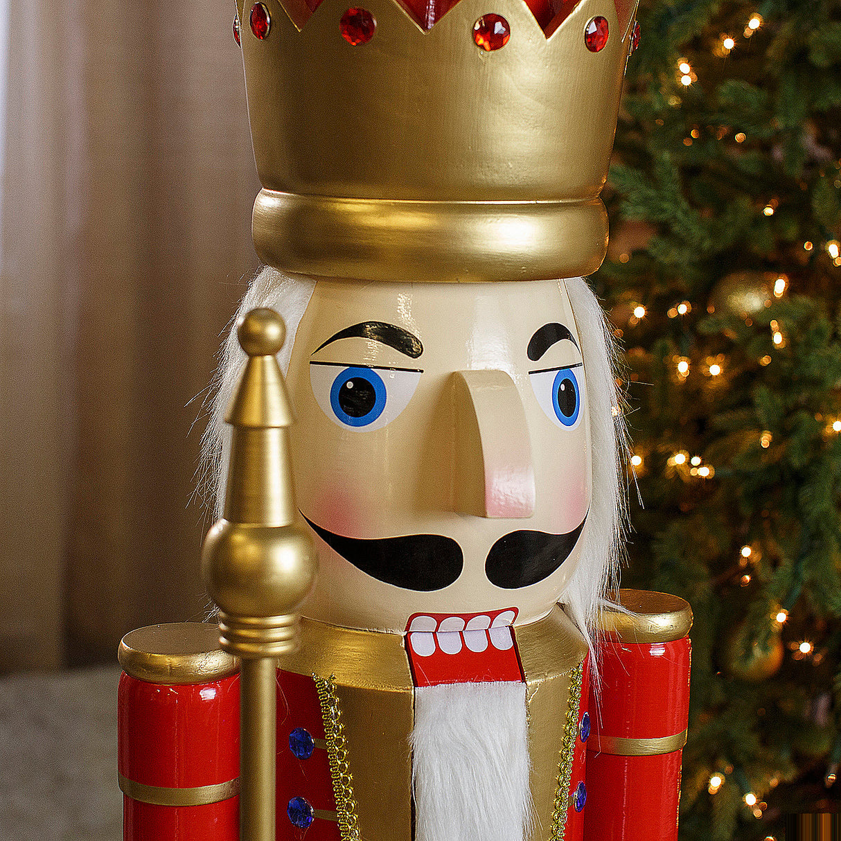 Giant Classic Red Wood Holiday Nutcracker for Christmas Decor Parties Festivities and Celebrations