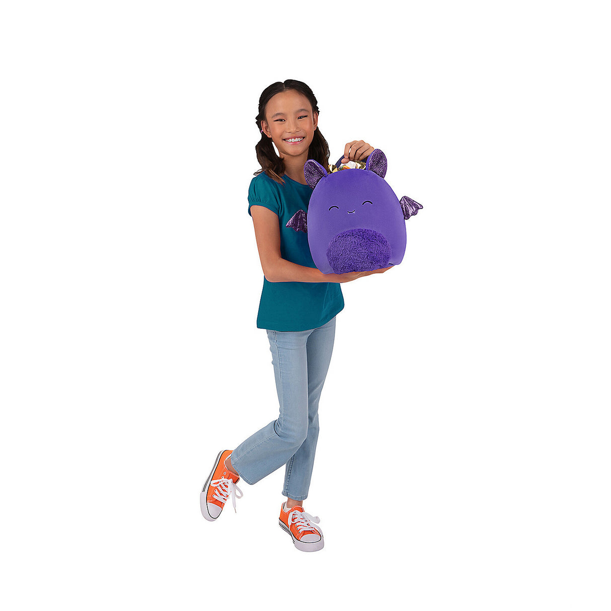 12 Inch Squishmallows Blas the Purple Bat Halloween Treat Pail for Parties Trick or Treating and Home Decoration