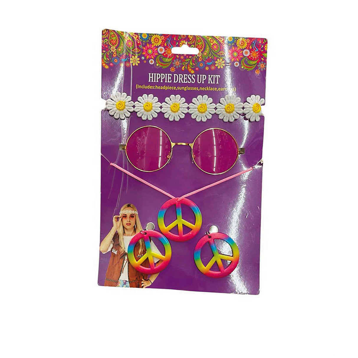 Complete Hippie Costume Accessory Kit for Halloween Parties Festivals and Themed Events