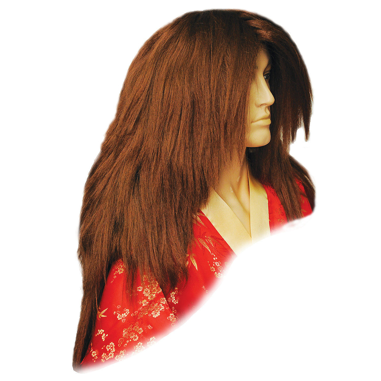 Deluxe Kabuki Brown Red Wig for Theatrical Performances Halloween and Celebration Costumes
