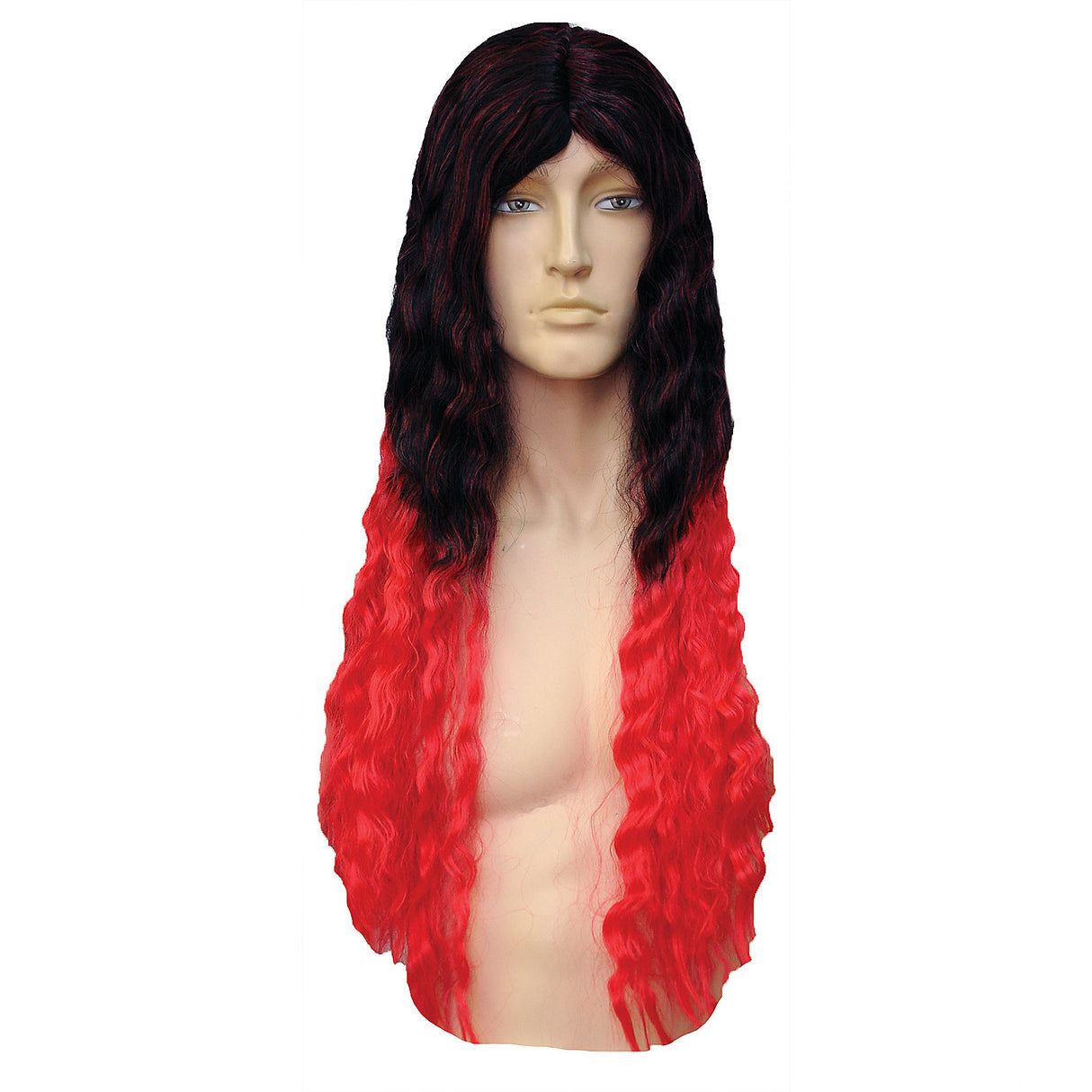 Stylish Oz Man Long Black Red Kinky Wig for Themed Parties Costume Events and Festivals