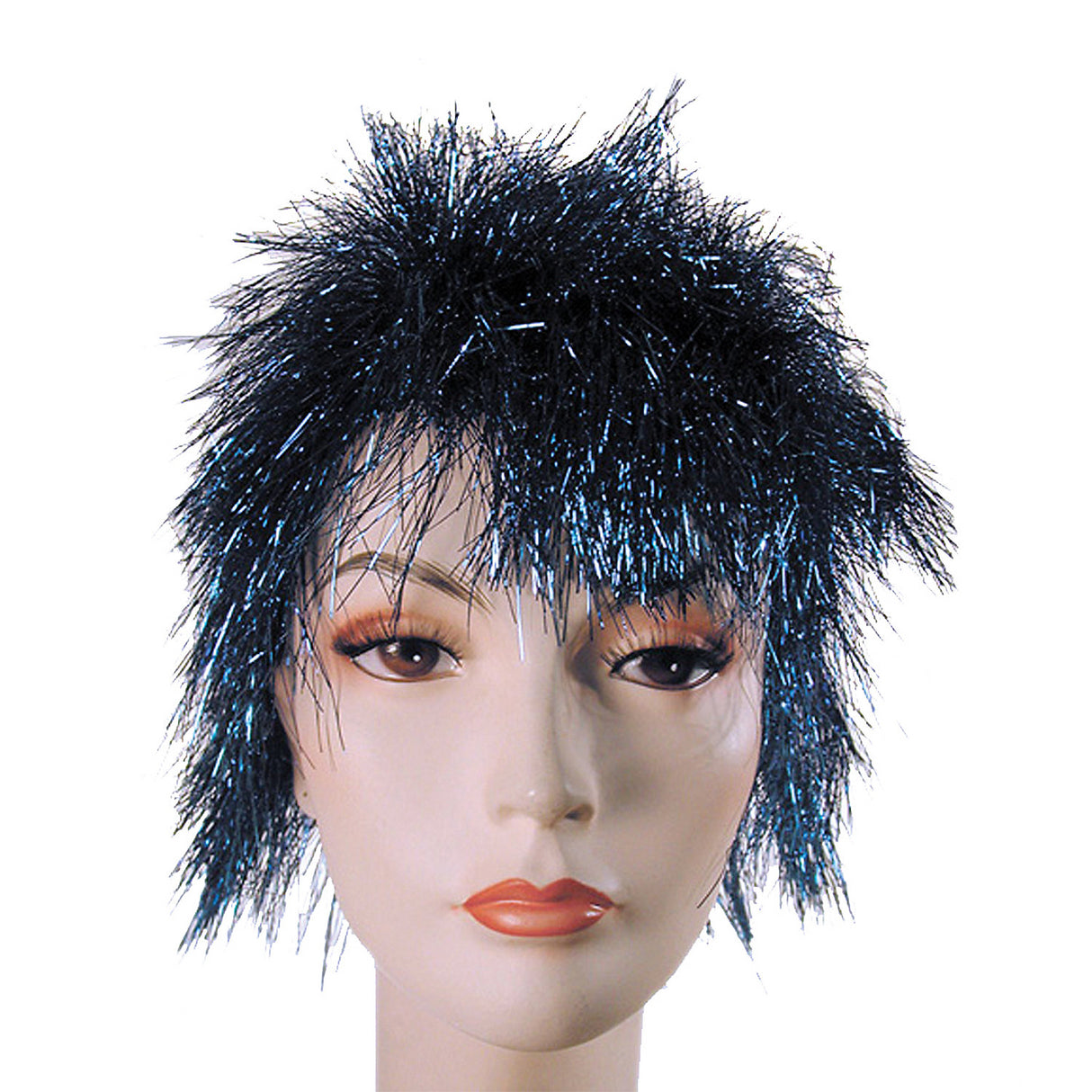 Stylish Tinsel Punk Blue Wig for Theatrical Performances Halloween and Costume Parties