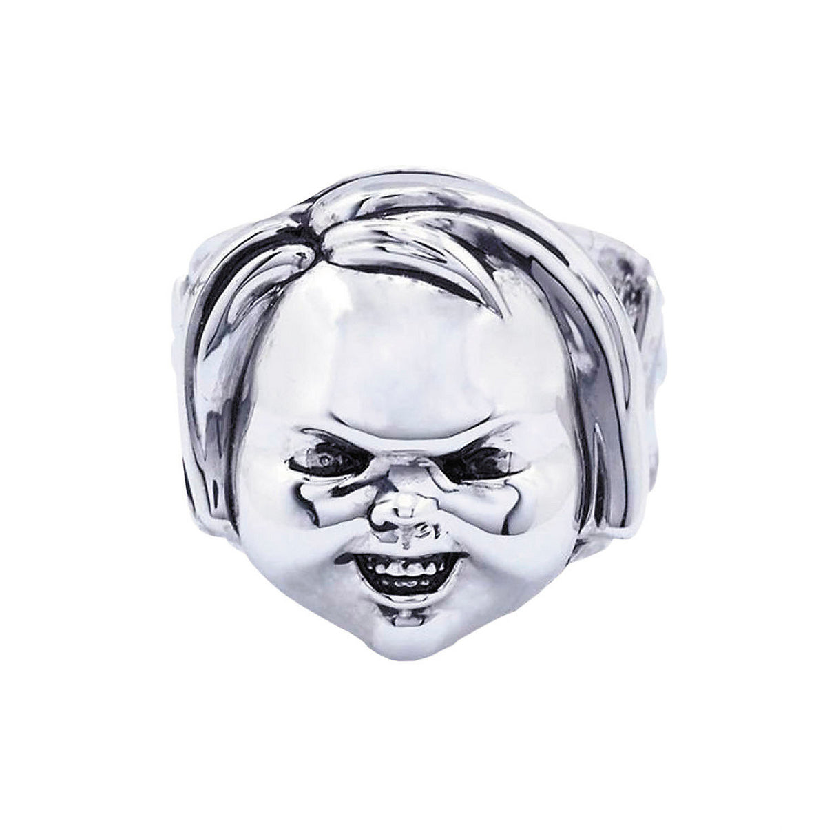 Child's Play 2T Chucky Face Plated Brass Ring for Halloween Gifts Collectibles and Spooky Accessories