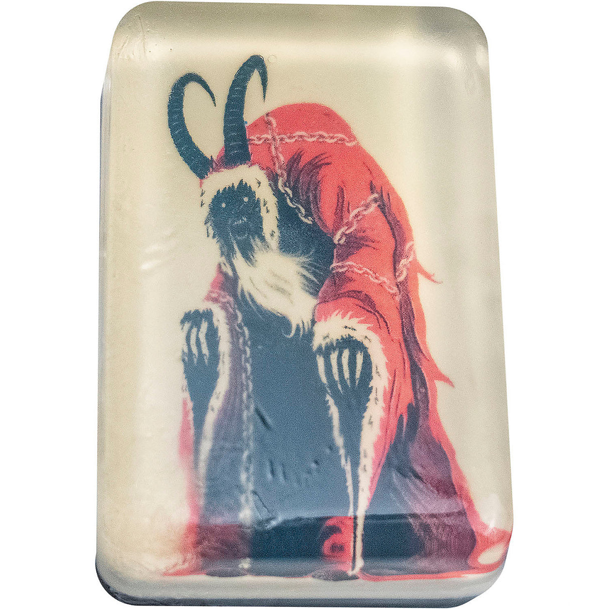 Unique Krampus Image Soap Bar with Peppermint and Pine Scent for Holiday Decoration and Skin Care