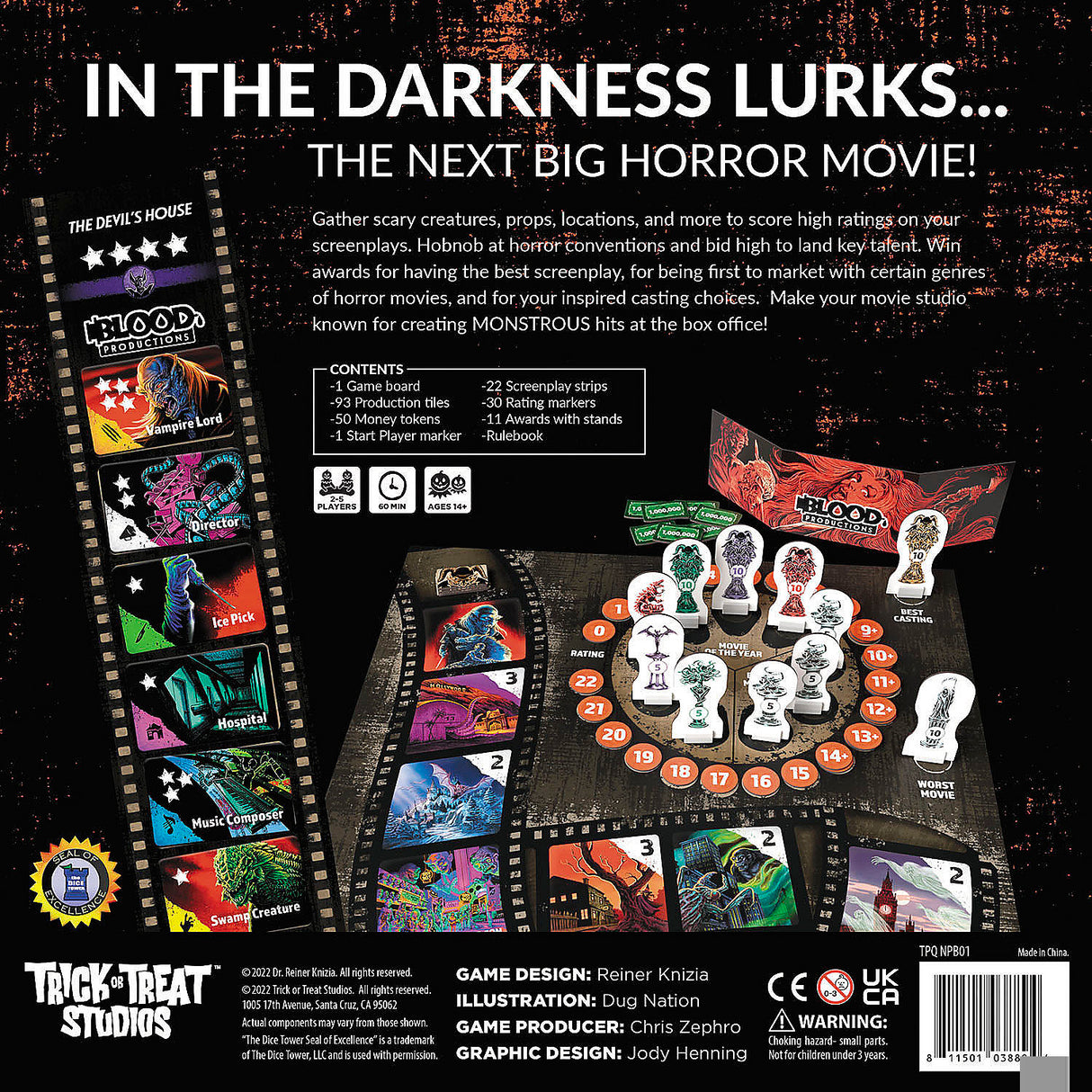 Engaging Reiner Knizia Nightmare Productions Board Game for 2-5 Players Halloween Parties and Family Game Nights