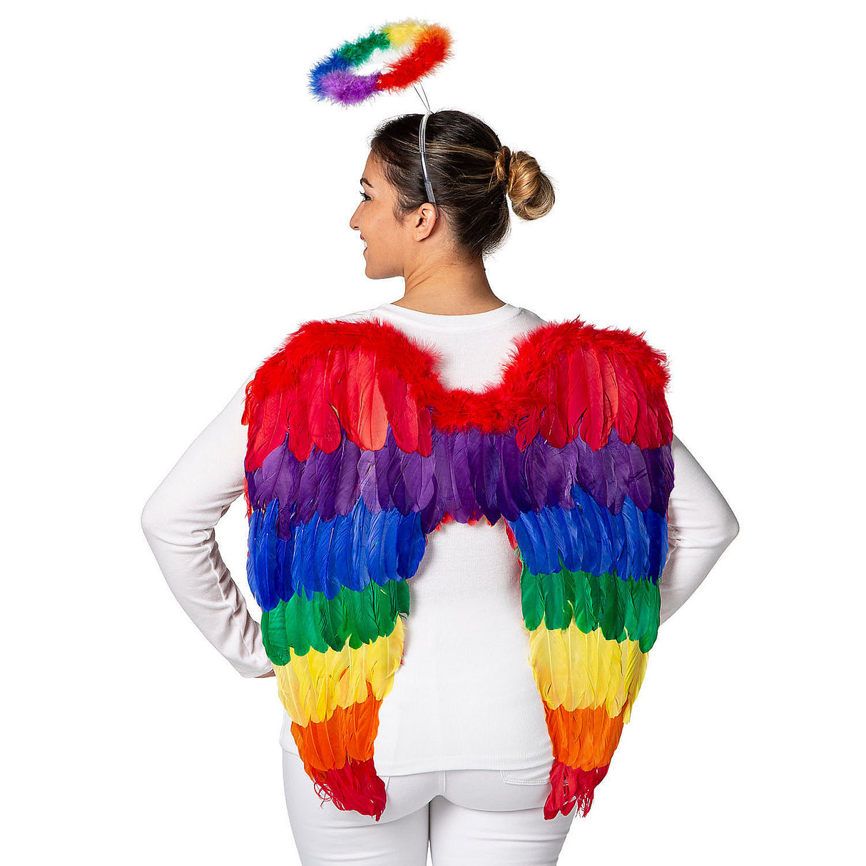 Stunning Rainbow Wings with Halo Costume Accessory for Fantasy Dress-Up and Themed Events