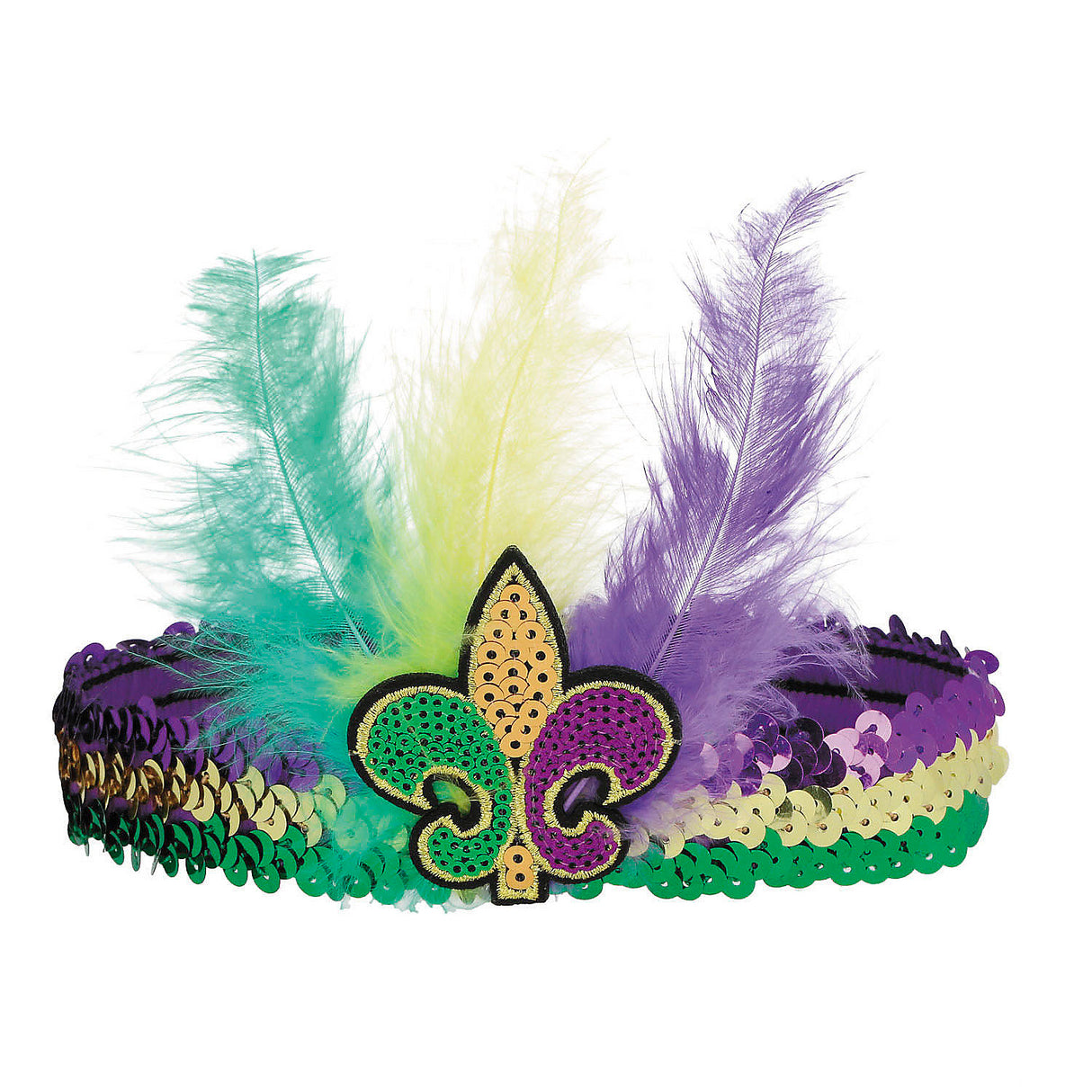 Vibrant Turkey Feather Mardi Gras Headband for Festive Celebrations and Costume Parties