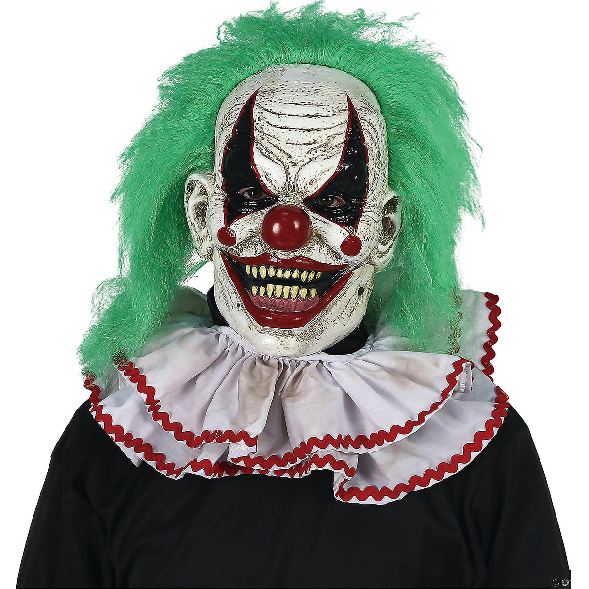 Funny Chuckles the Clown Mask with Green Hair for Halloween Costume Parties and Scary Events