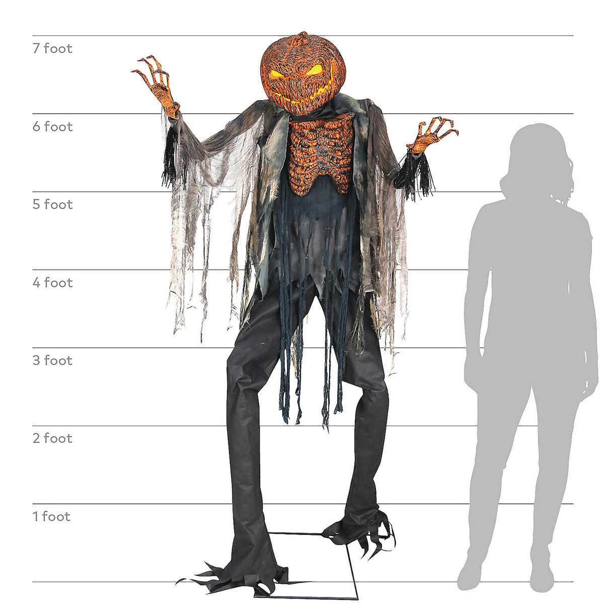 Terrifying 7 Foot Scorched Scarecrow Animated Prop for Halloween Haunts and Haunted Cornfield Decor
