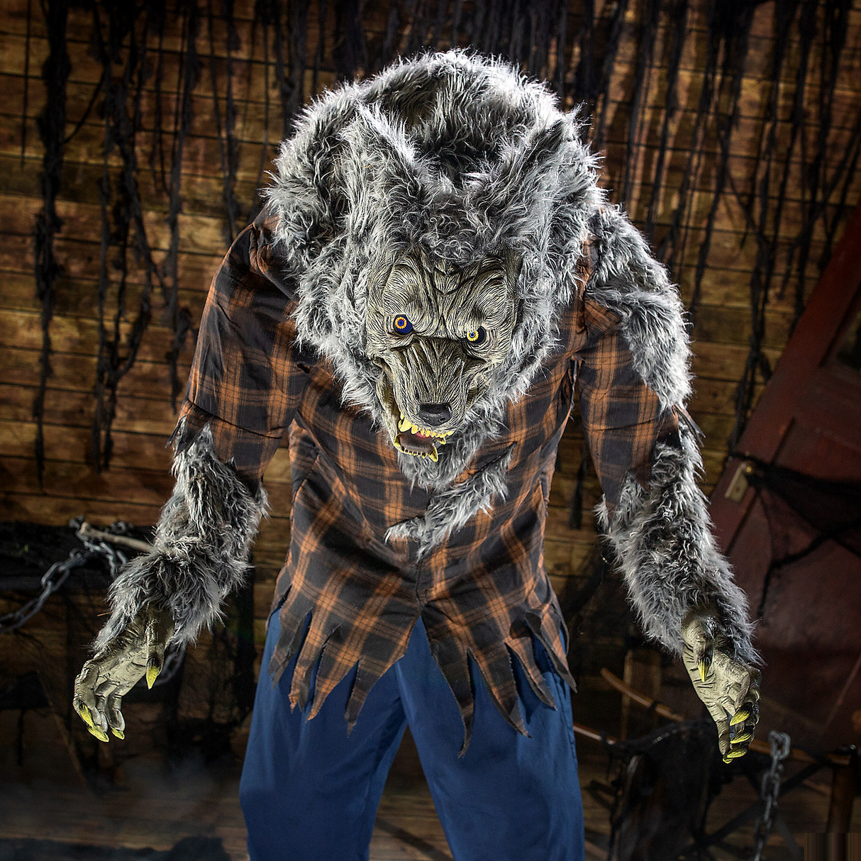 Life Size Animated Hulking Werewolf for Halloween Decorations and Spooky Props