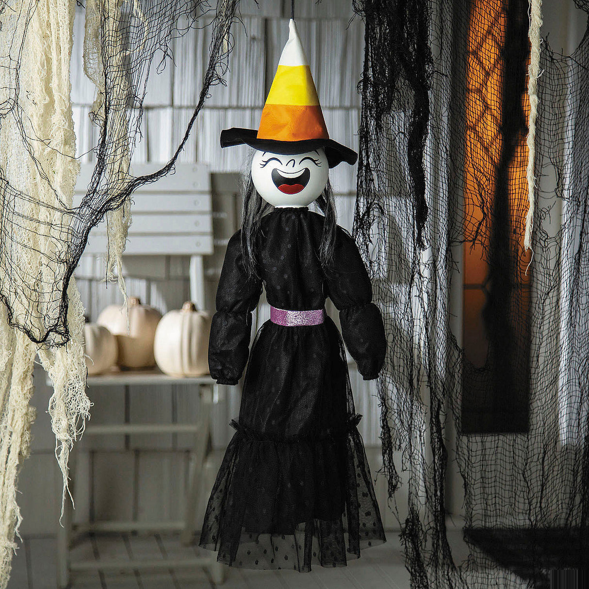 Delightful Animated Light-Up Giggling Witch Decoration for Halloween Parties and Festive Celebrations
