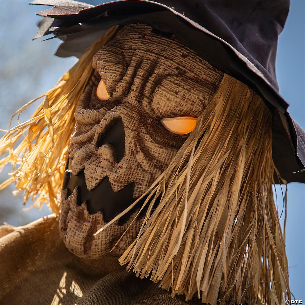 Simplified Staked Scarecrow Animated Halloween Prop 96"
