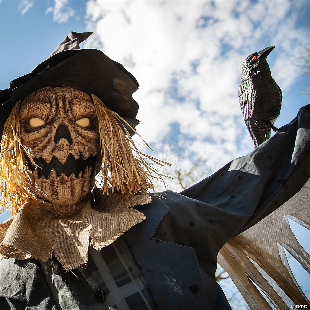 Simplified Staked Scarecrow Animated Halloween Prop 96"