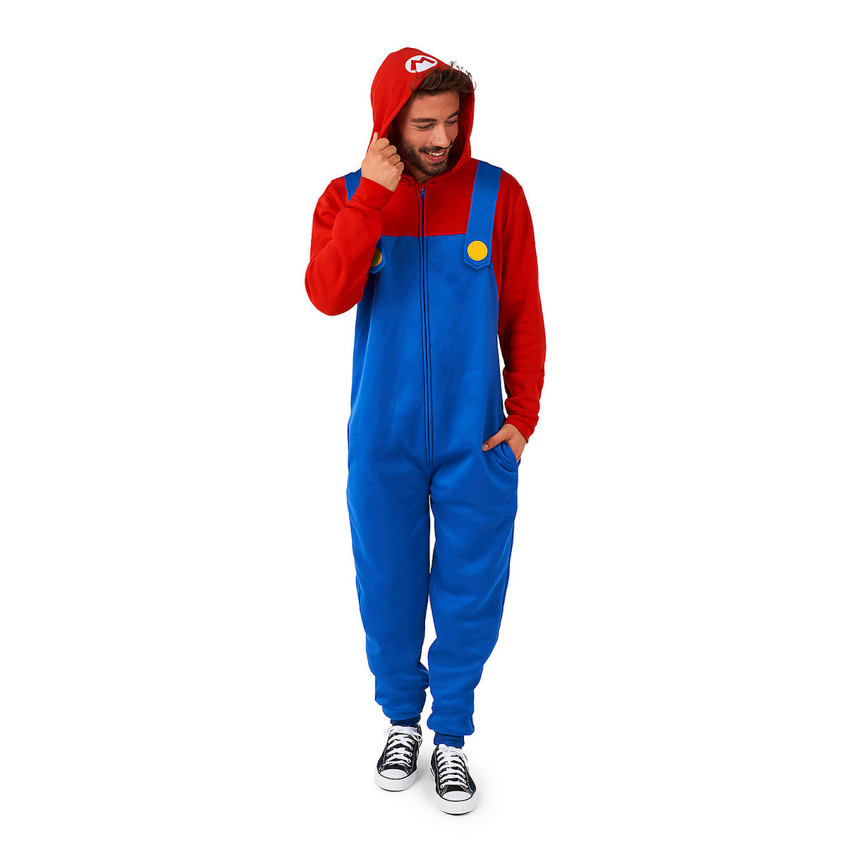 Cozy Men's MarioT Onesie Costume for Gaming Lounging and Superhero Parties
