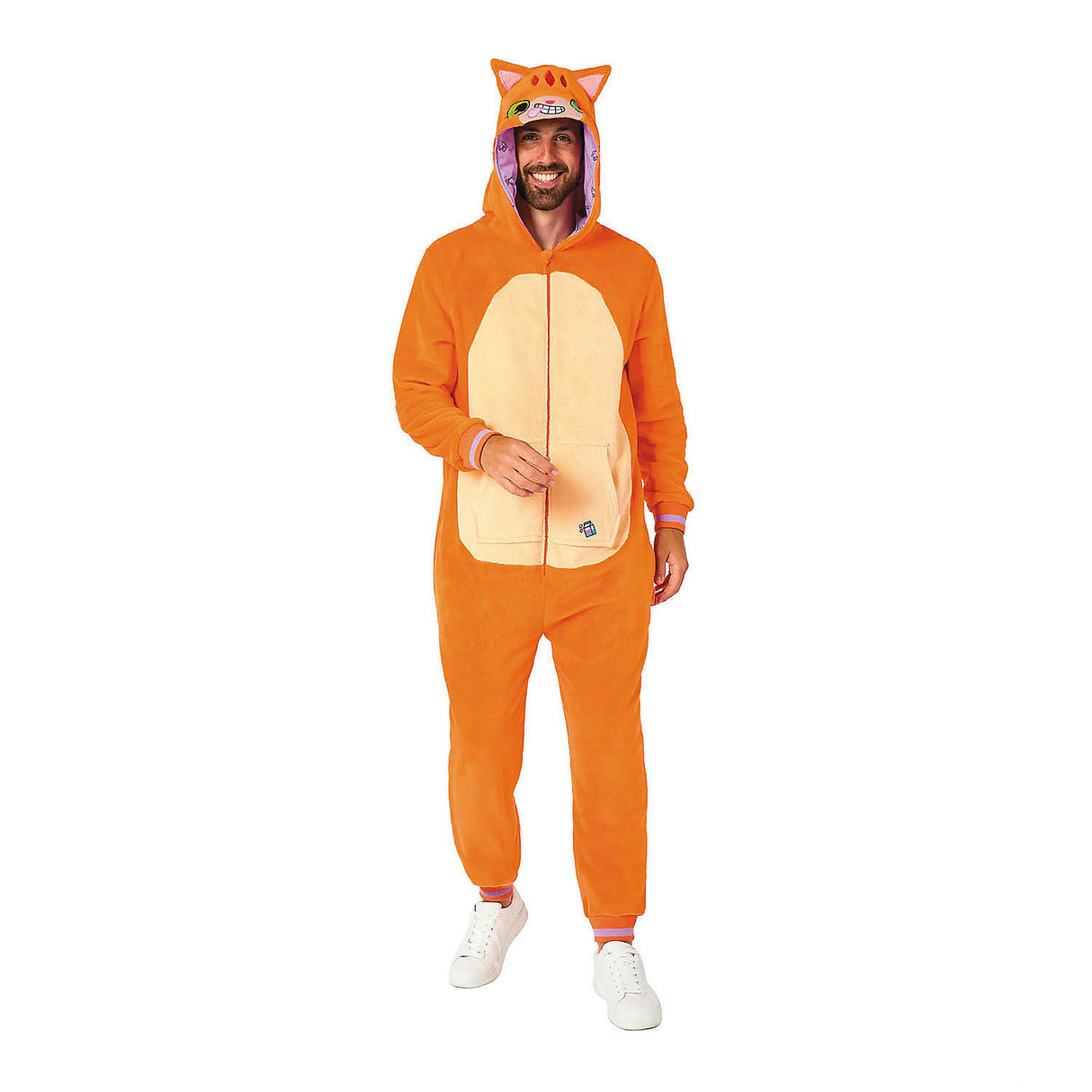 Comfortable Adults Red Cat Hooded Onesie Costume for Halloween Parties Cozy Events and Themed Celebrations