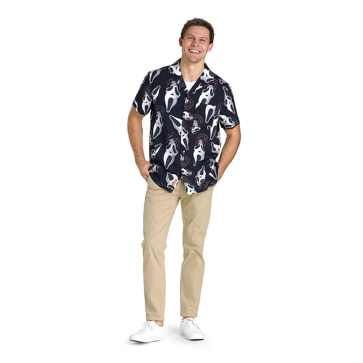 Cool Men's Ghost Face Hawaiian Shirt for Halloween Parties and Spooky Themed Events