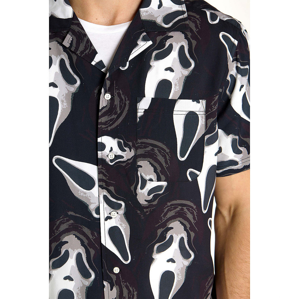 Cool Men's Ghost Face Hawaiian Shirt for Halloween Parties and Spooky Themed Events