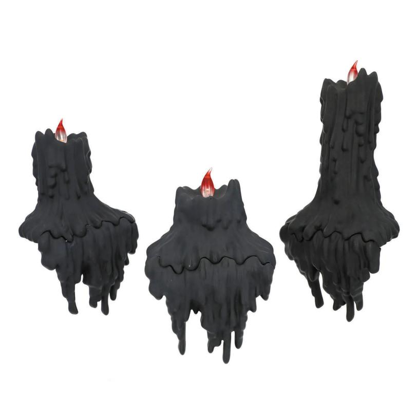 Light-Up LED Melting Black Plastic Candles Halloween Decoration