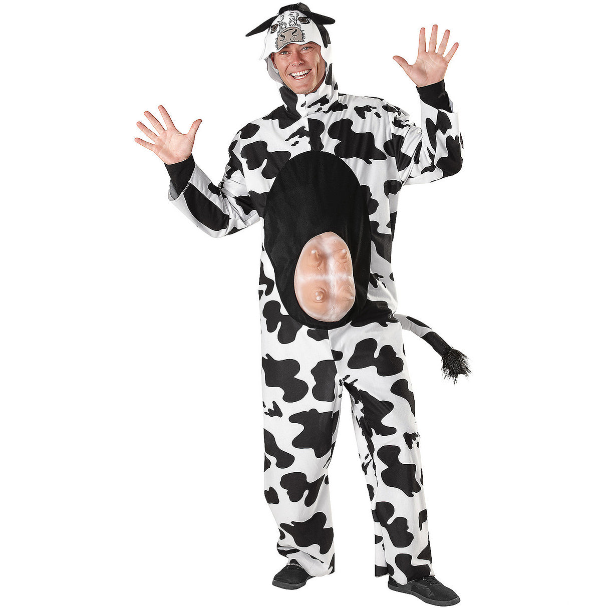 Humorous Barnyard Cow Adult Costume for Halloween Parties and Fun Costume Events