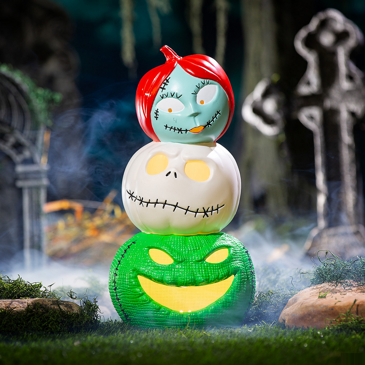 The Nightmare Before Christmas Light-Up Jack, Sally & Oogie Boogie Decoration, 18 1/2"