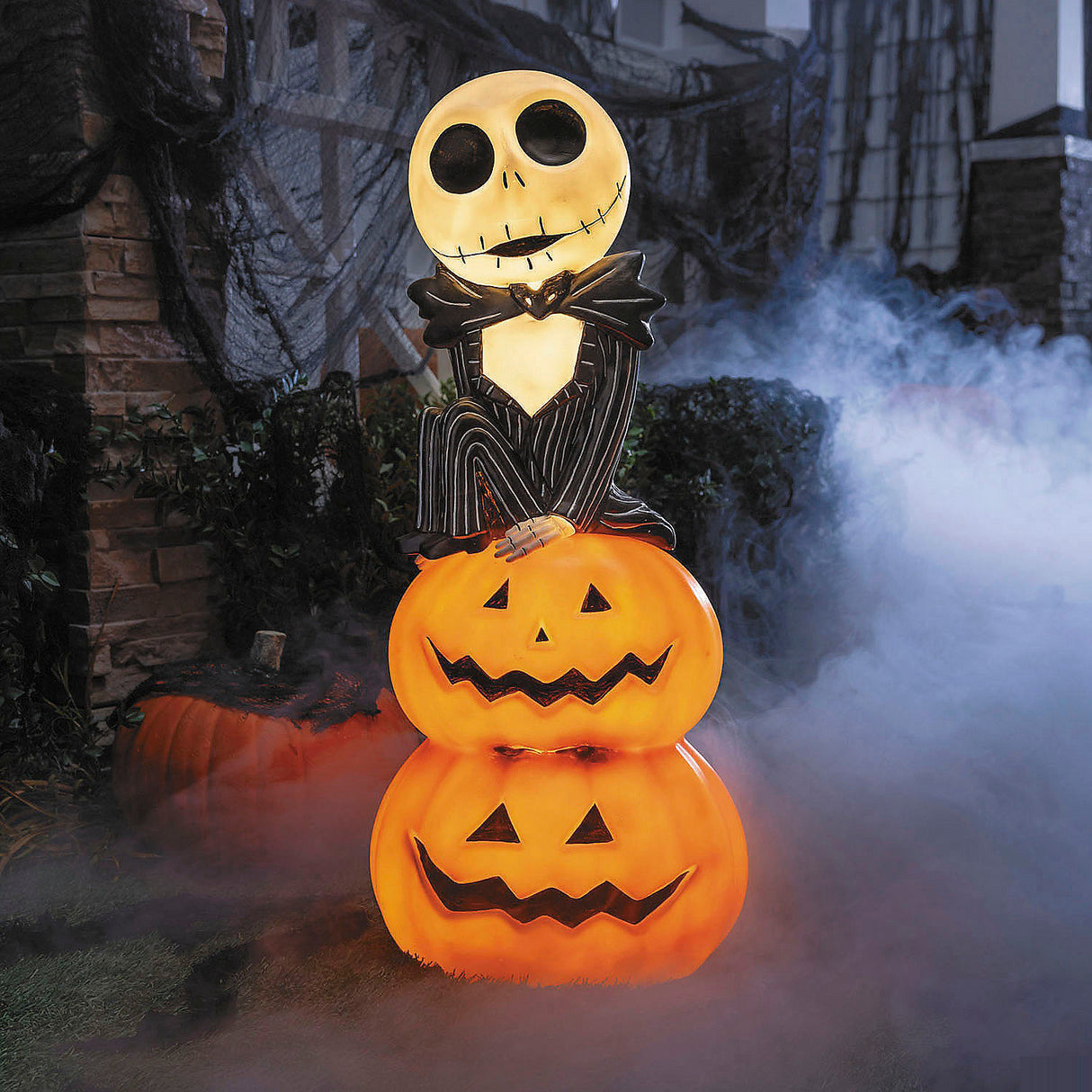 36 Inch Light-Up Jack Skellington Yard Decoration for Halloween Themed Parties and Home Displays