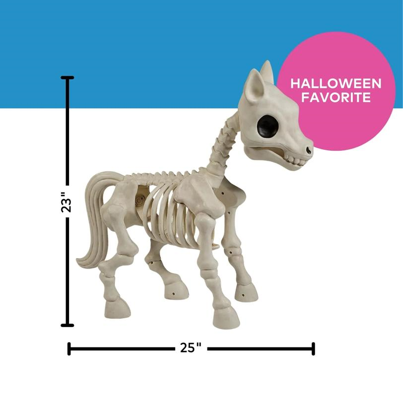 Standing Pony Plastic Skeleton Halloween Decoration 25" x 23"