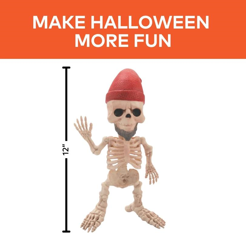 12" Standing Gnome Skeleton Halloween Decoration