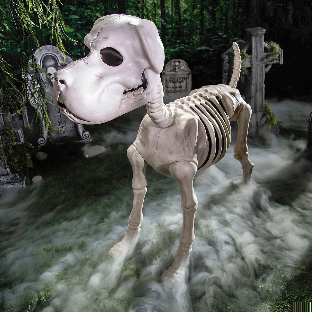 Classic 4 Ft Standing Dog Skeleton Halloween Decoration for Haunted House Displays and Party Events