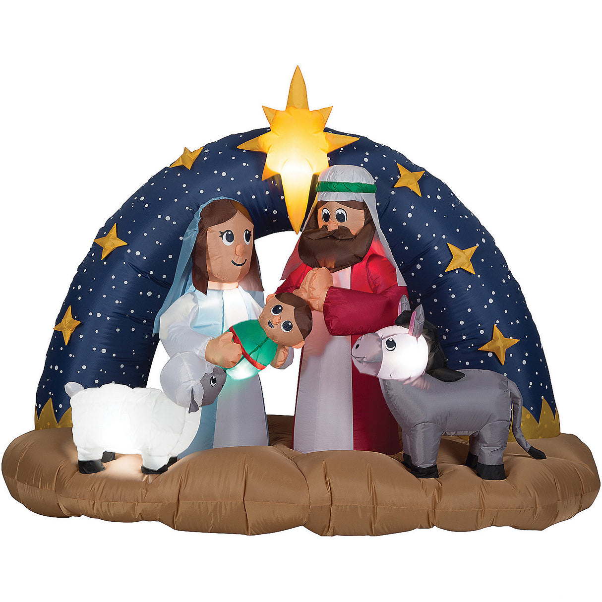 Airblown Inflatable Snowy Night Nativity for Christmas Outdoor Decor and Religious Holiday Celebrations