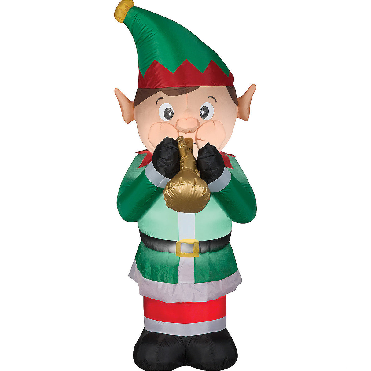 Inflatable Animated Airblown Elf Playing for Outdoor Holiday Displays and Festive Decorations