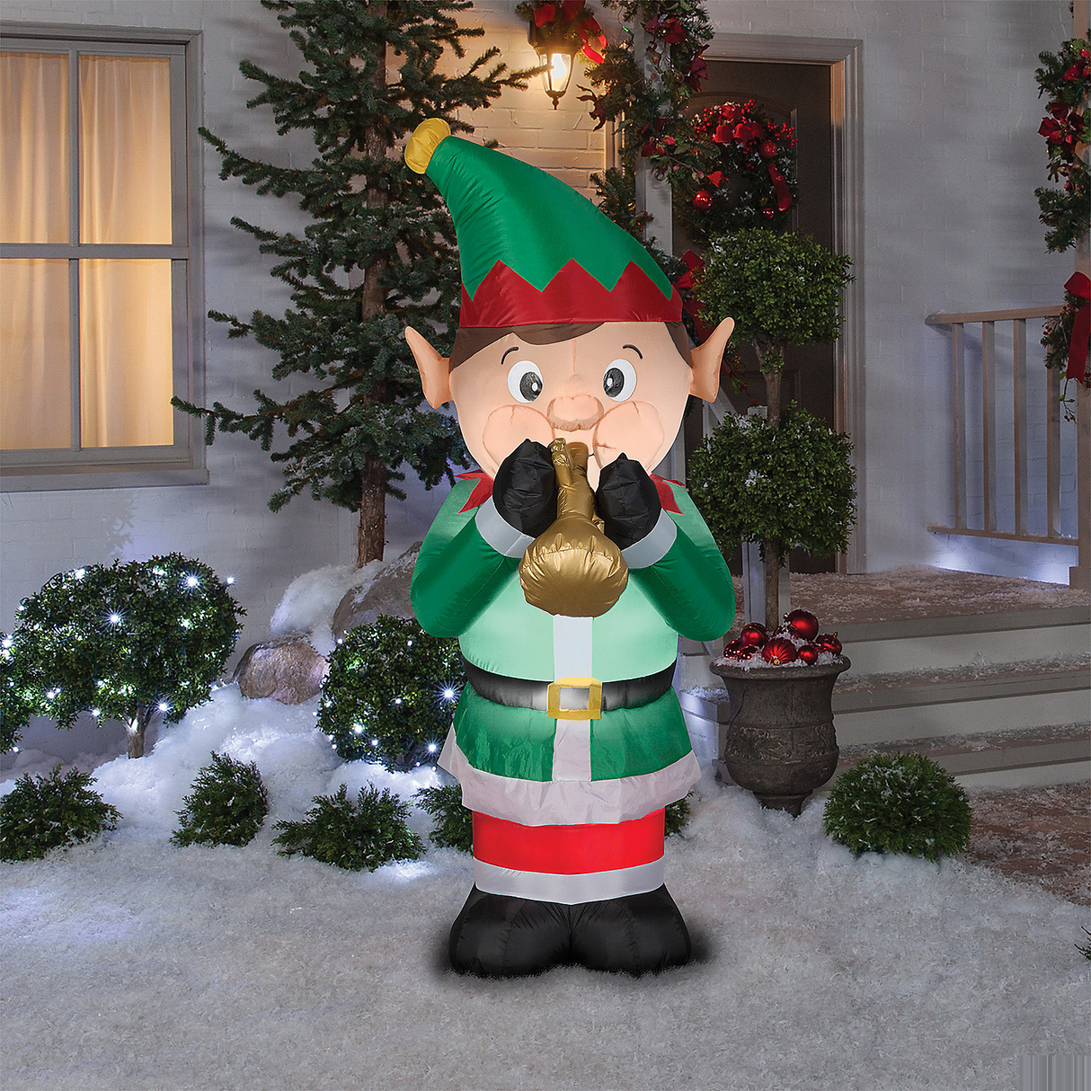 Animated Airblown Elf Playing