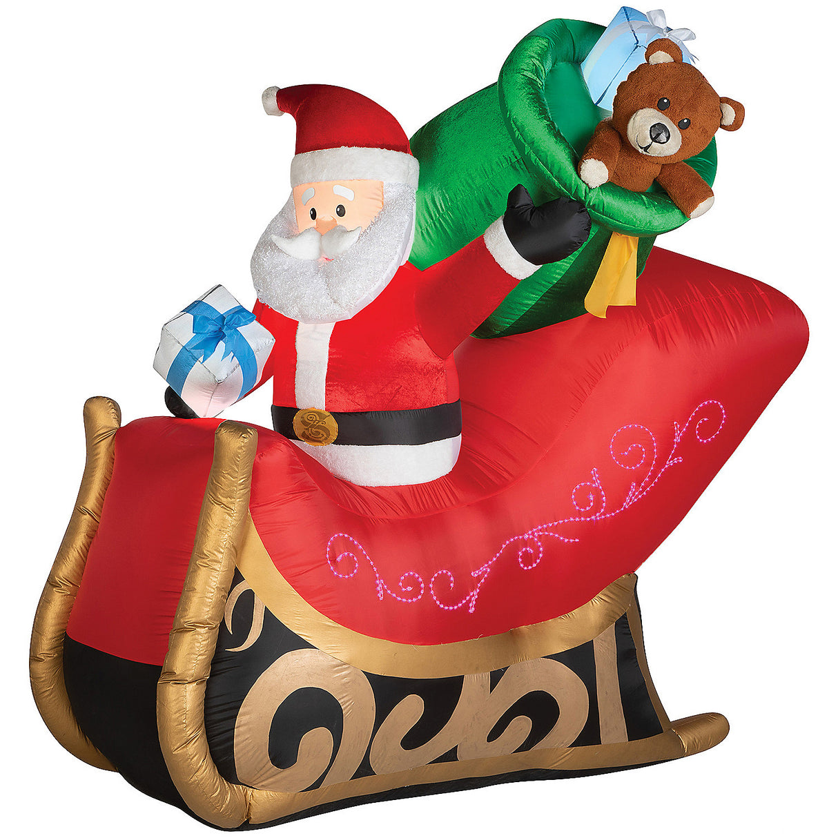 Festive Blow Up Inflatable Santa Sleigh Decoration for Holiday Outdoor Display and Christmas Cheer
