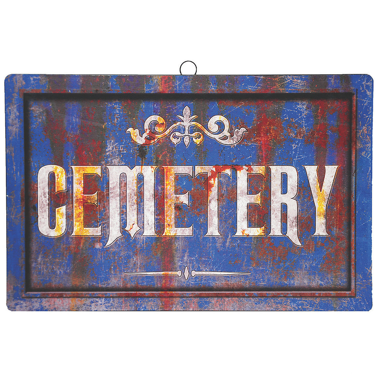 Aged Cemetery Sign for Halloween Graveyard Decorations and Haunted House Scenery