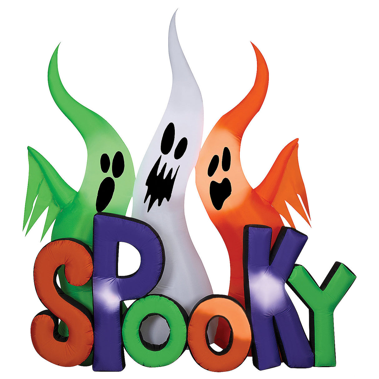Colorful Airblown Inflatable Ghosts with Spooky Sign for Halloween Yard Decoration and Festive Events
