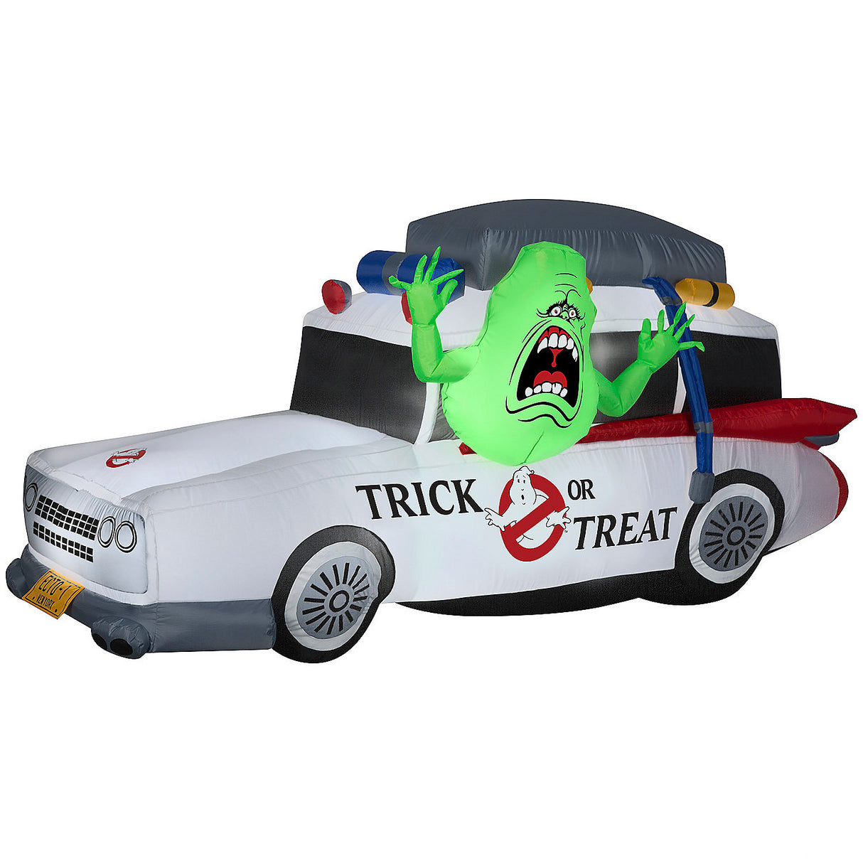44 Inch Airblown Inflatable Ghostbusters Ecto-1 with Slimer for Halloween Yard Displays and Festive Decorations